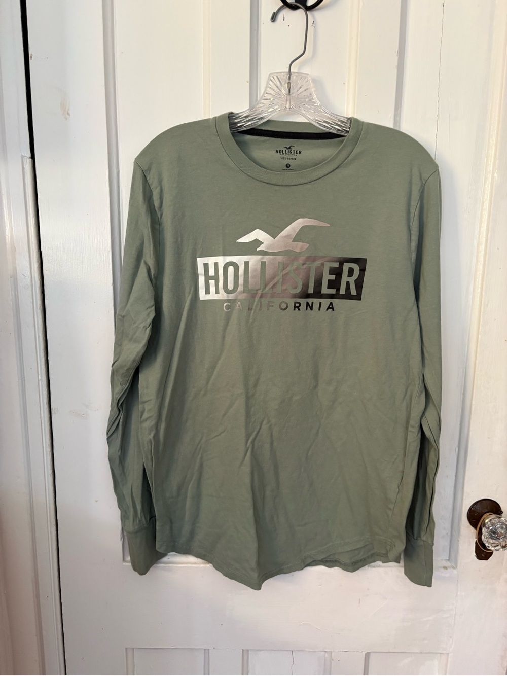 Hollister Sage Green Long Sleeve Crew Tee